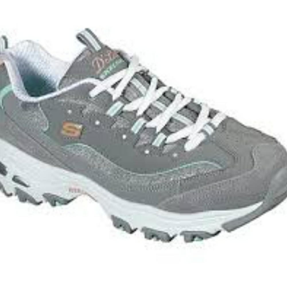 SKECHERS D'LITES SZ 8  GRAY AND MINT
